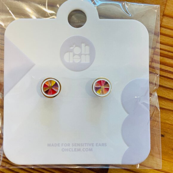 NWT Oh Clementine Fruit Stud Flat Back Earrings in Cherry, Citrus, Lemon - Picture 7 of 9